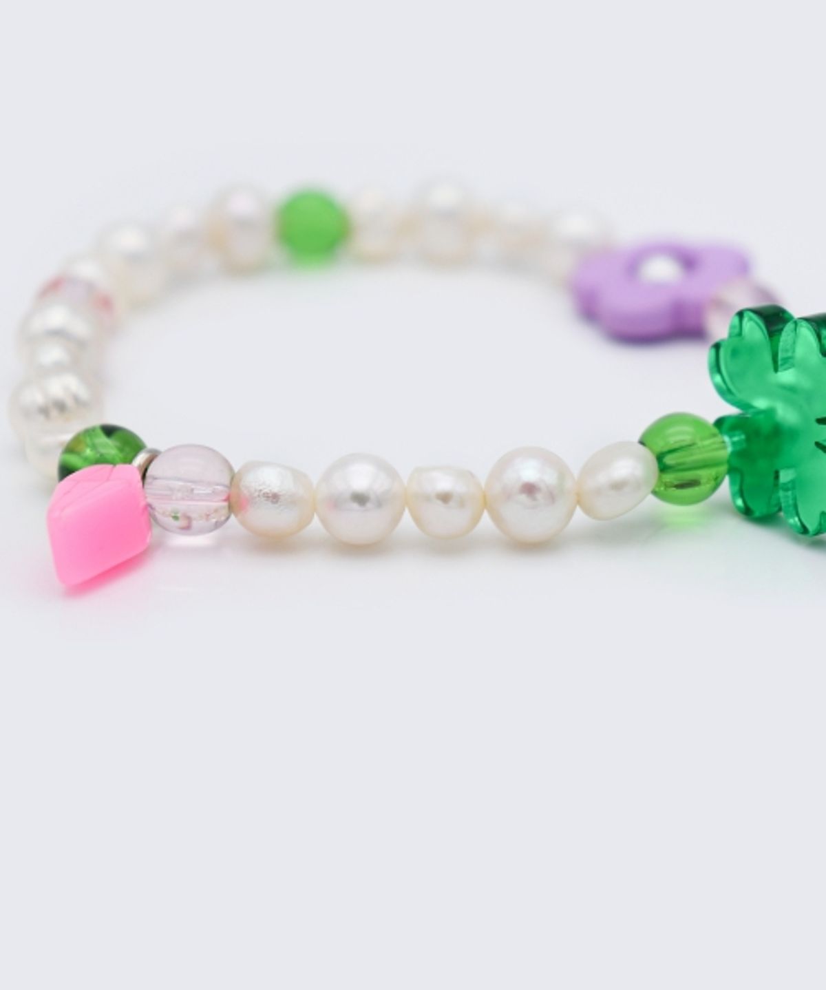 봉보(BONBEAU) Water pearl flower clover Bracelet 담수 진주 플라워 클로버 참 밴딩 팔찌