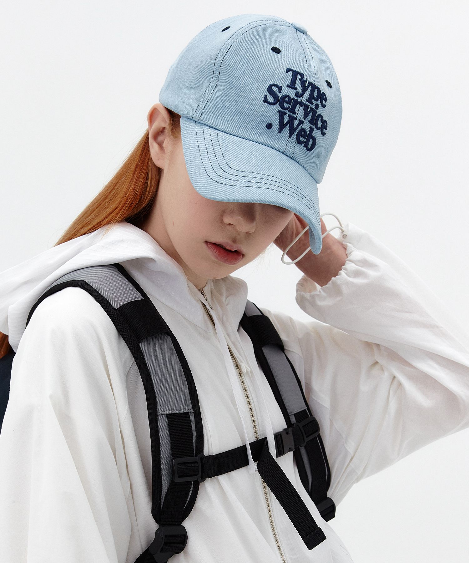 キャップ TYPESERVICE Graphic Embroidery Cap KS1131 MUSINSA | TYPESERVICE Typeservice Web Stitch Cap [Light Denim]