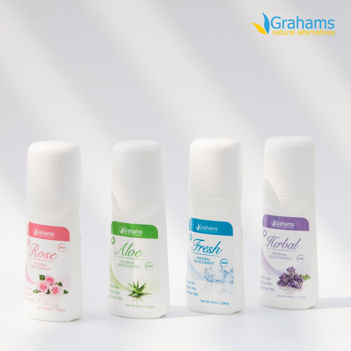 그라함스(GRAHAMS) 내추럴 미네랄 데오드란트 허브 롤온 65mL_내추럴100(택1)