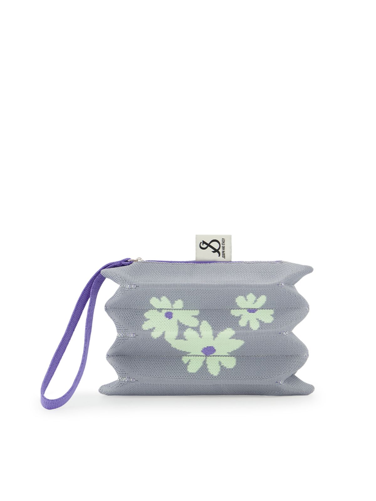 조셉앤스테이시(JOSEPH&STACEY) Lucky Pleats Pouch S Daisy Neon Grey