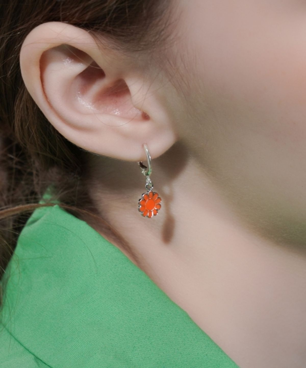 봉보(BONBEAU) Neon enamel silver cute motive Earrings 네온 에나멜 실버 큐트 모티브 원터치 링 귀걸이