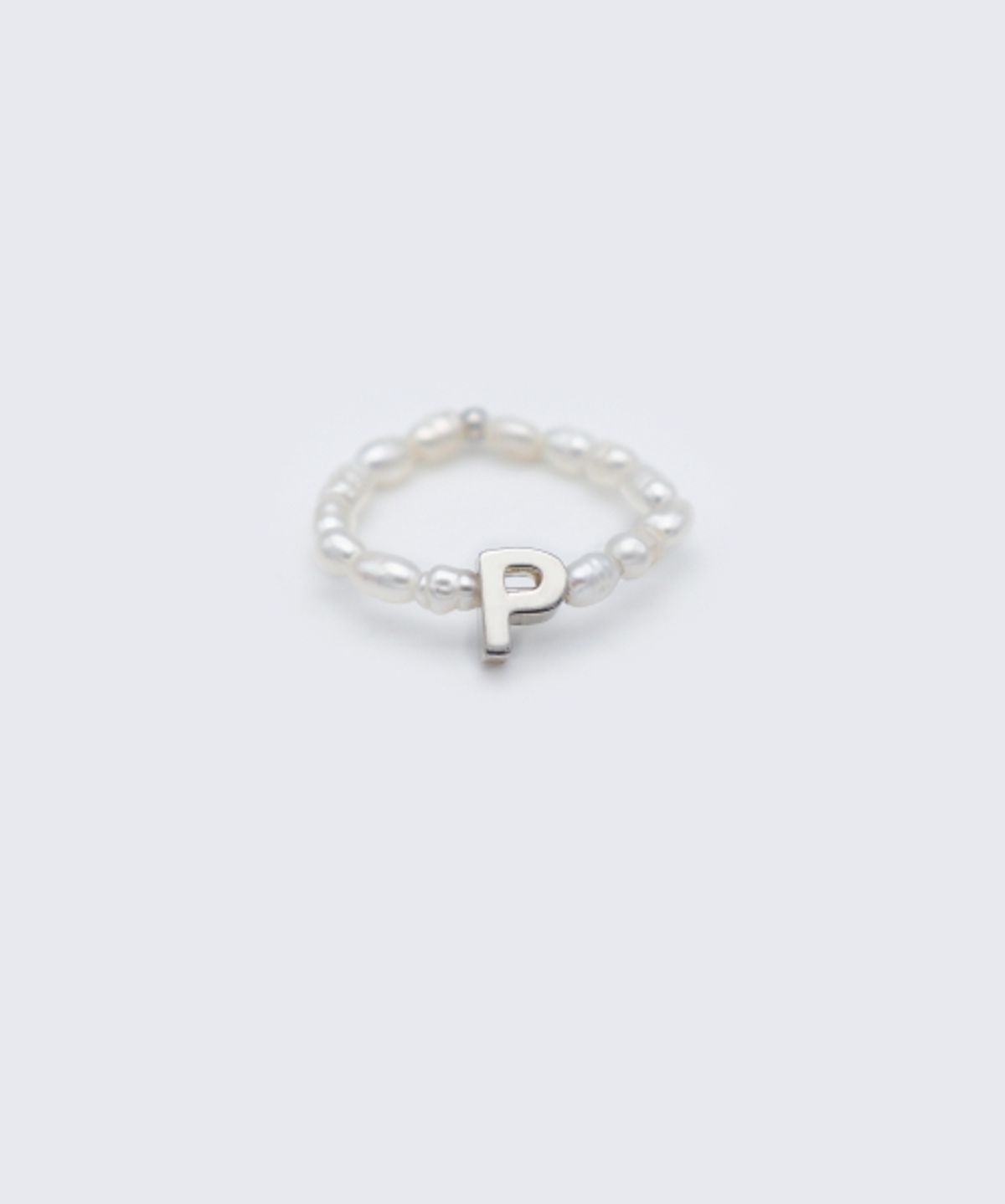 봉보(BONBEAU) Silver initial water pearl ring 실버 이니셜 쌀알 담수 진주 밴딩 반지