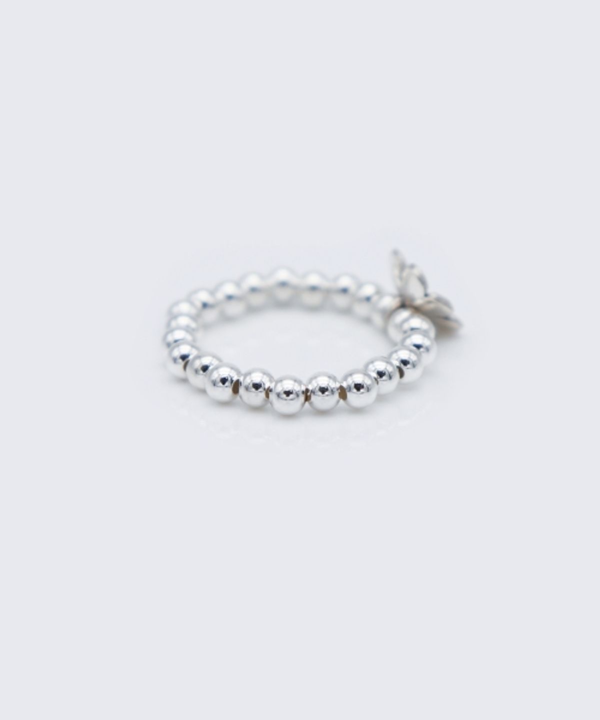 봉보(BONBEAU) Silver flower charm point ring 925실버 꽃 참 담수진주 실버볼 글라스볼 반지