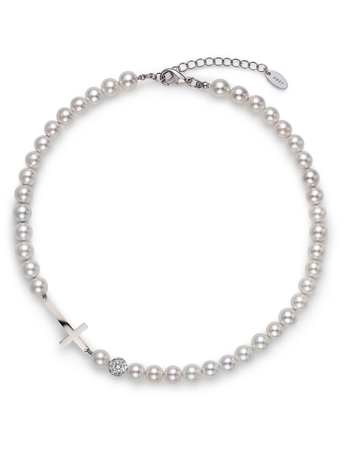 에이지47(AG47) B.W.P Necklace-04 Cross Pendent pearl 8mm