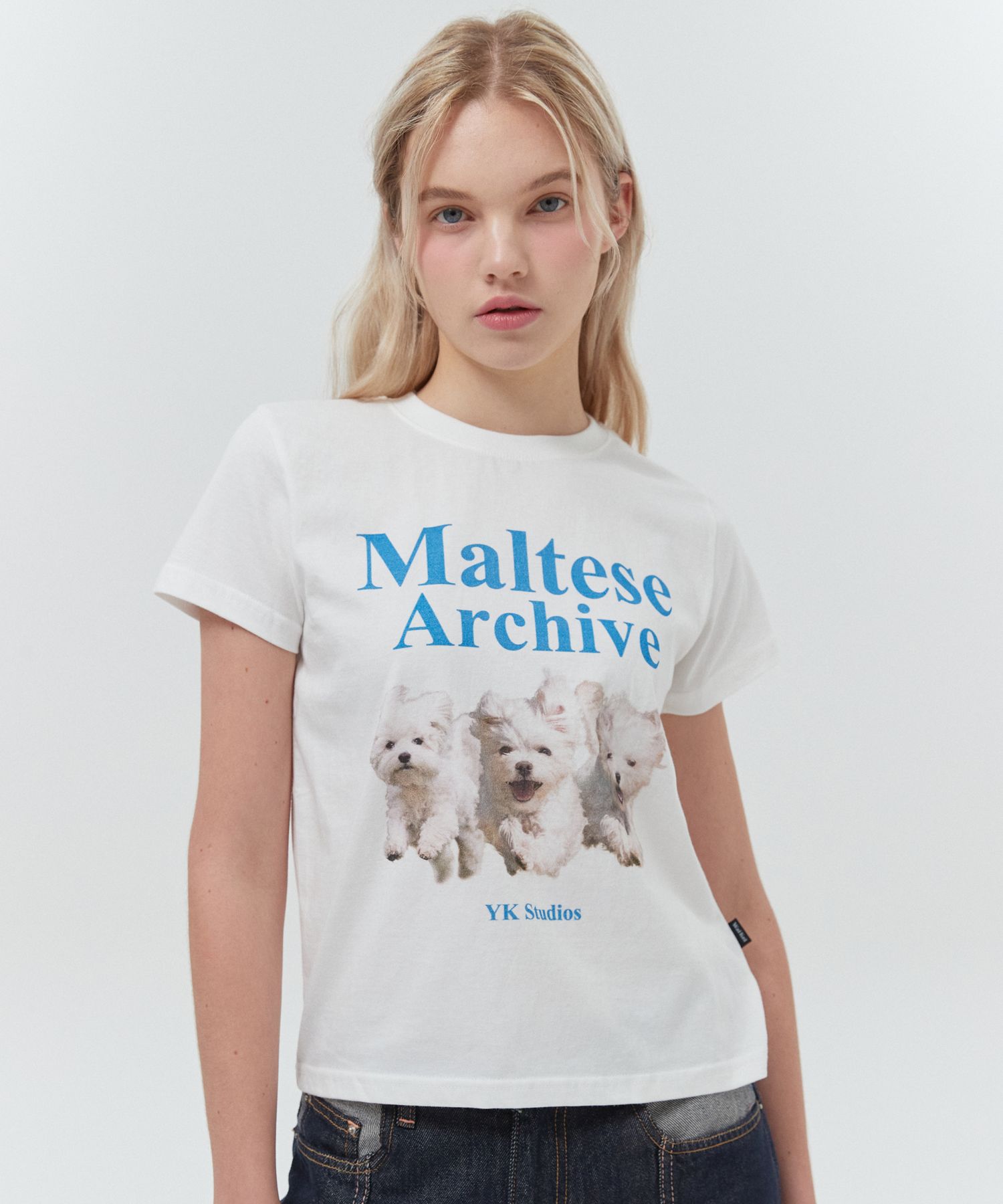 ◆Wai Kei◆ Maltese Archive Short Sleeve T-Shirt White Blue MUSINSA公式 | WAI KEI MALTESE ARCHIVE SHORT SLEEVE SHIRT