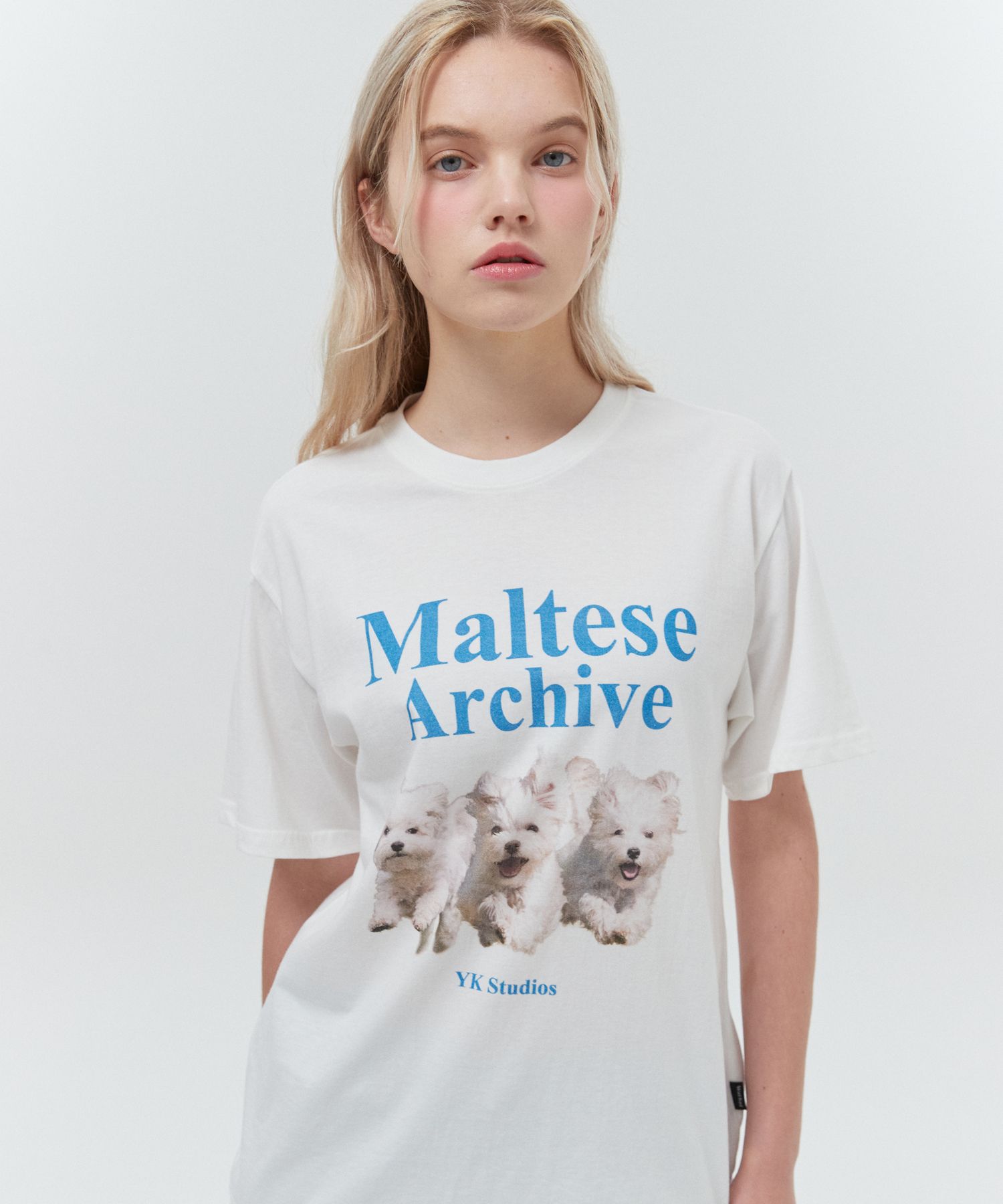★WAIKEI★ Maltese Archive Short Sleeve T-Shirt White Blue Y MUSINSA | WAI KEI MALTESE ARCHIVE SHORT SLEEVE SHIRT WHITE BLUE
