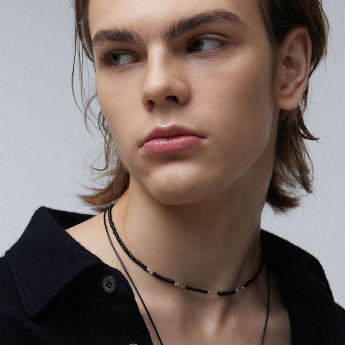 하카블랙스(HAKKABLACKS) Morse Code Necklace (Black-Silver)