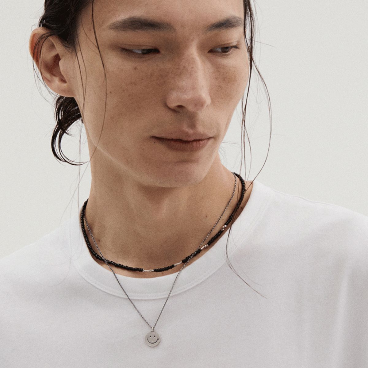 하카블랙스(HAKKABLACKS) Morse Code Necklace (Black-Silver)