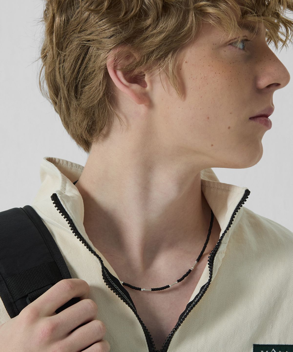 하카블랙스(HAKKABLACKS) Morse Code Necklace (Black-Silver)