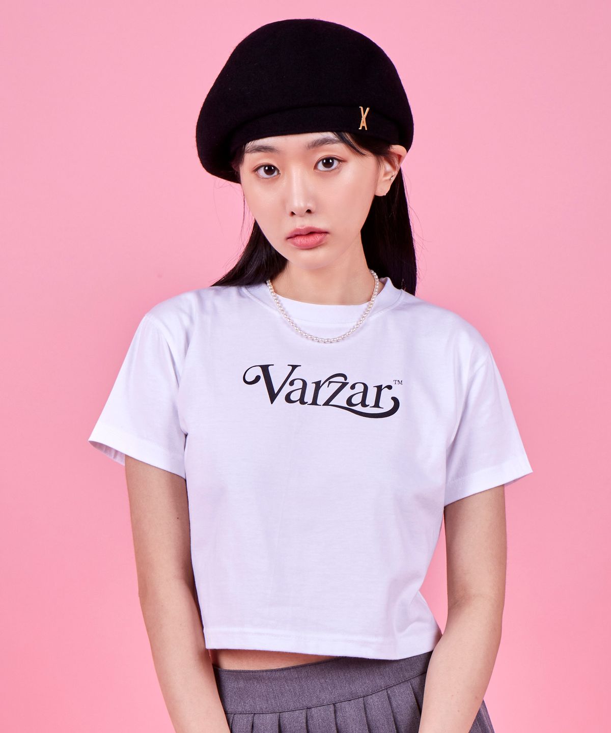 바잘(VARZAR) 리프 VZ 로고 크롭 반팔 티셔츠 (4color)
