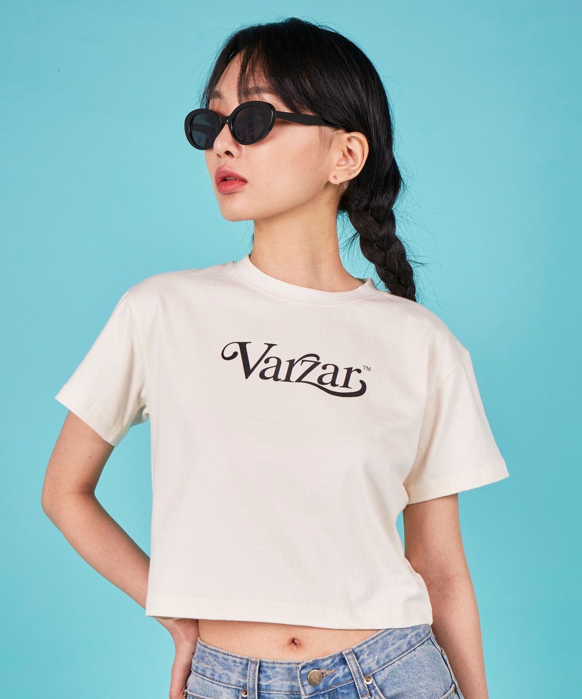 바잘(VARZAR) 리프 VZ 로고 크롭 반팔 티셔츠 (4color)