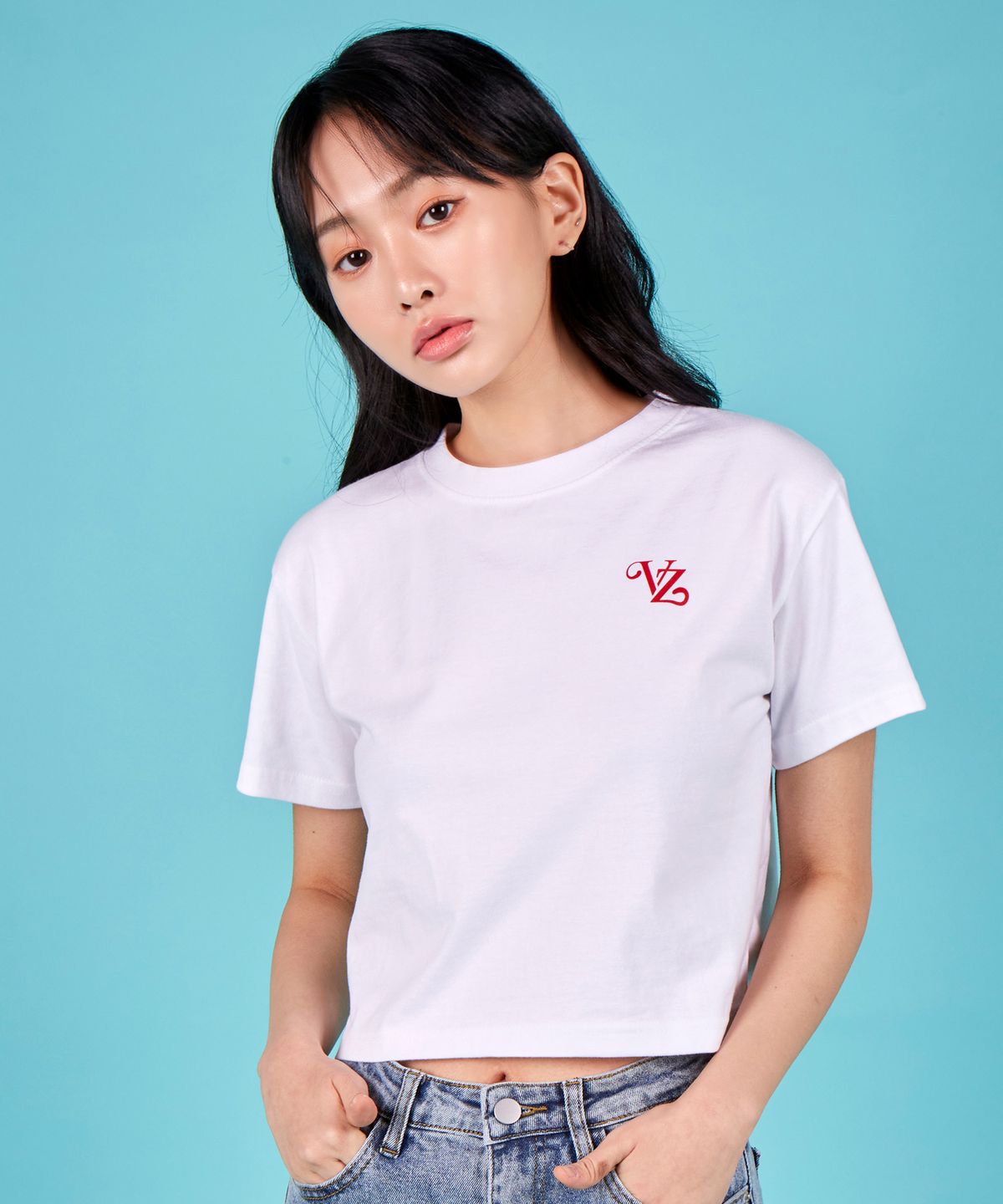 바잘(VARZAR) 러브 바잘 크롭 반팔 티셔츠 (4color)