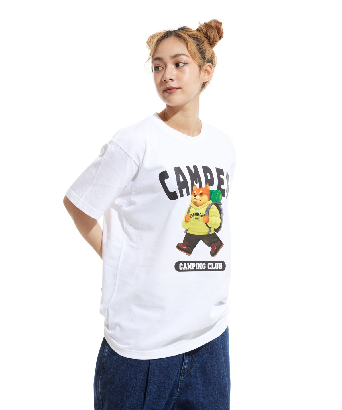크림소다랩(CREAM SODA LAB) 캠핑 클럽 반팔티 화이트 라임