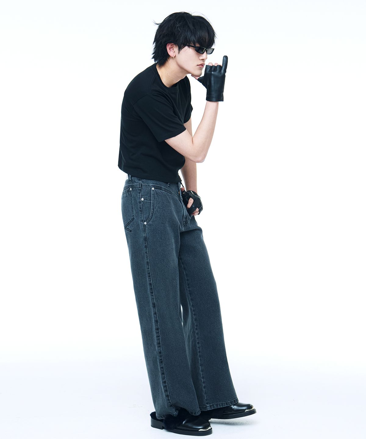 씨웨어 바이 더 지니어스(C WEAR BY THE GENIUS) 맨즈 크롭 티셔츠 블랙