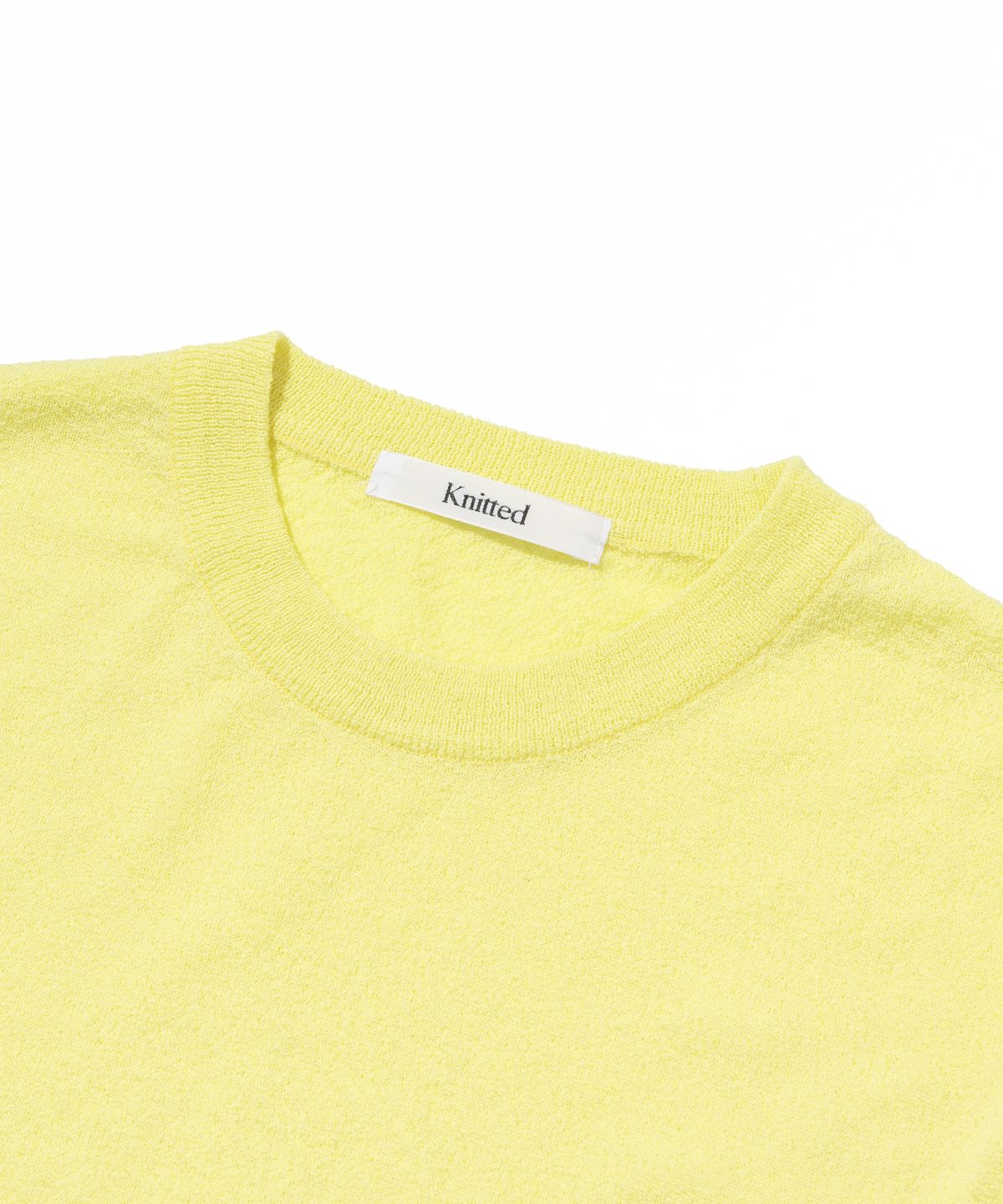 니티드(KNITTED) 쿨 썸머 에센셜 라운드 반팔 니트티 LEMON