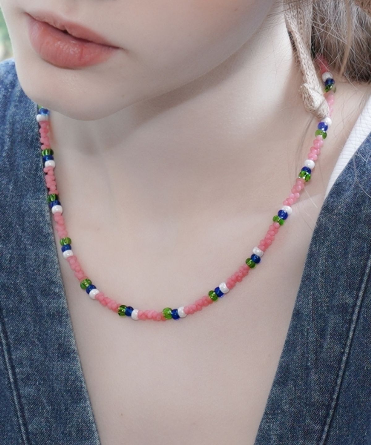 봉보(BONBEAU) Sentimental pastel peanut beads Necklace 센티멘탈 파스텔 컬러 비즈 믹스 목걸이