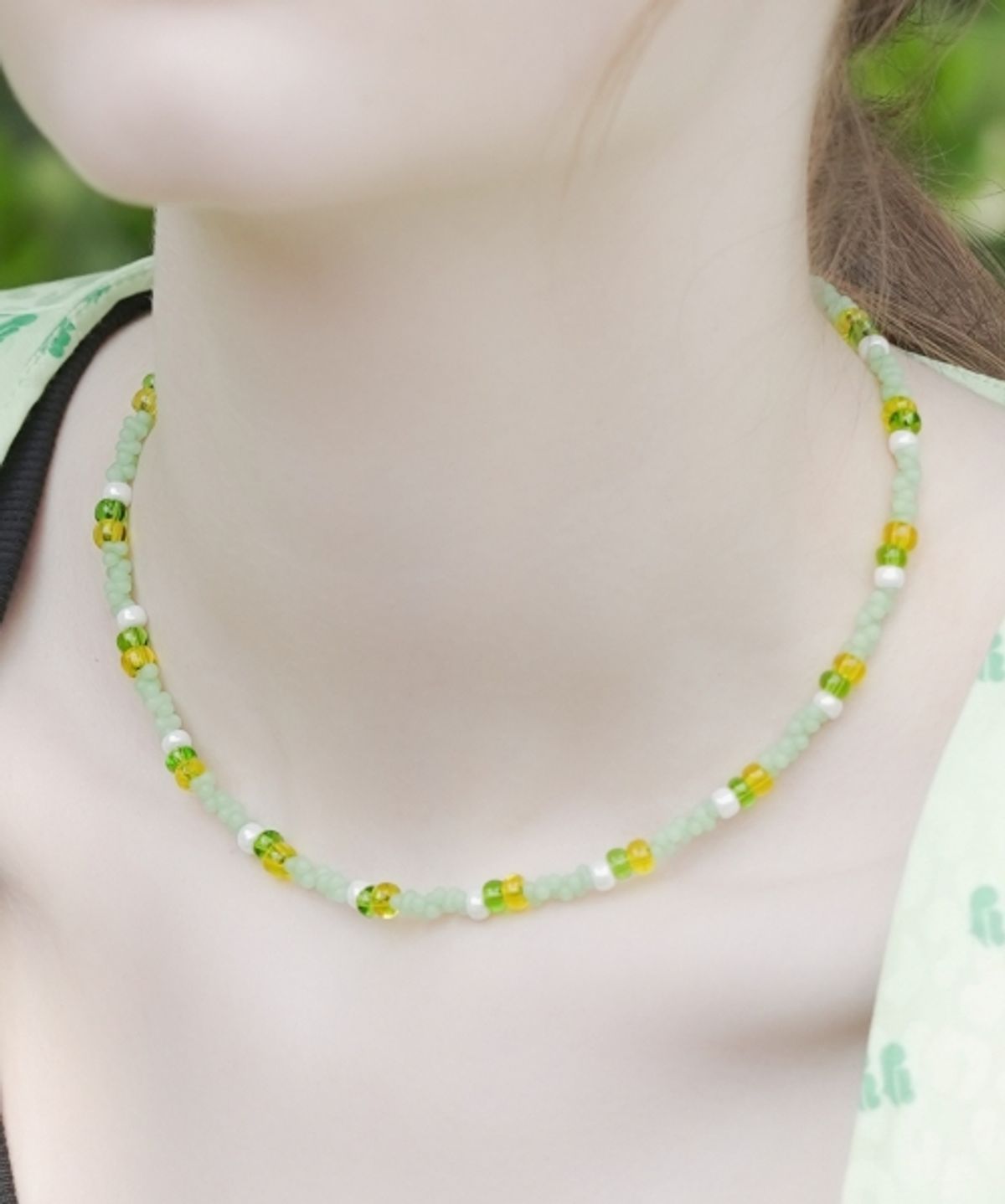 봉보(BONBEAU) Sentimental pastel peanut beads Necklace 센티멘탈 파스텔 컬러 비즈 믹스 목걸이