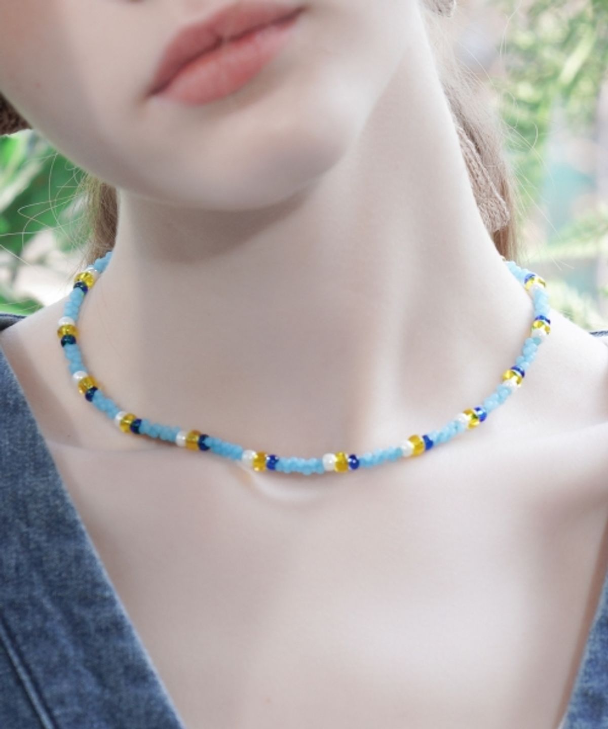 봉보(BONBEAU) Sentimental pastel peanut beads Necklace 센티멘탈 파스텔 컬러 비즈 믹스 목걸이