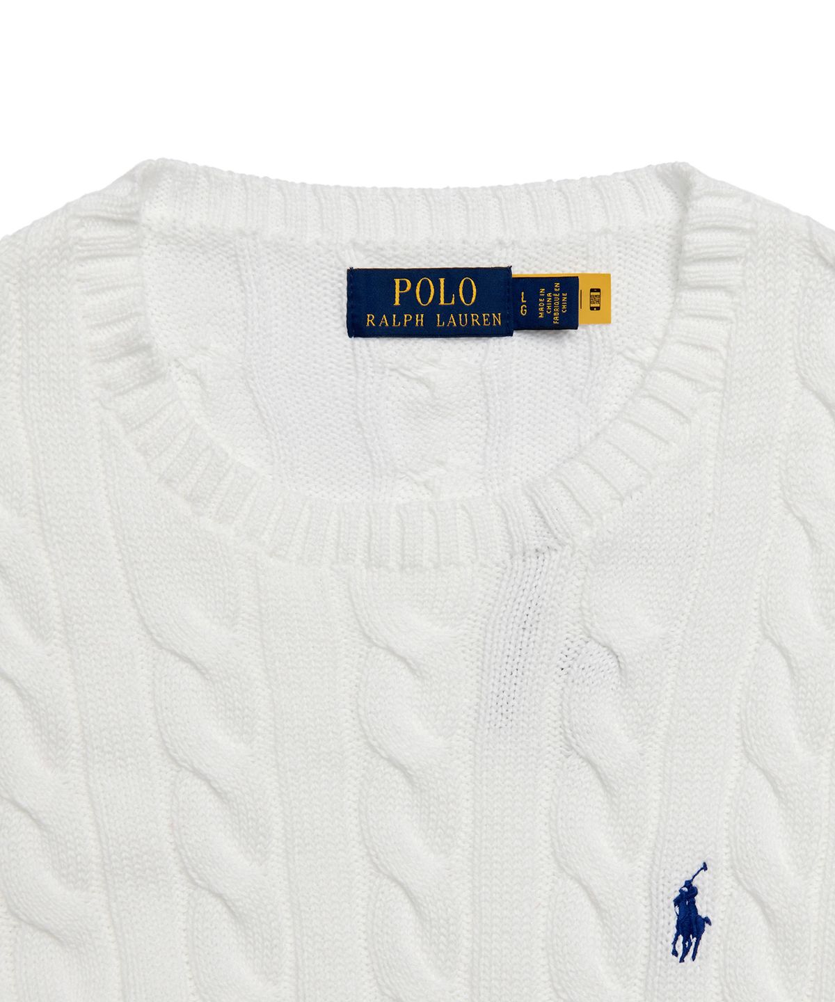 폴로 랄프 로렌(POLO RALPH LAUREN) 케이블니트 코튼 스웨터 - 화이트