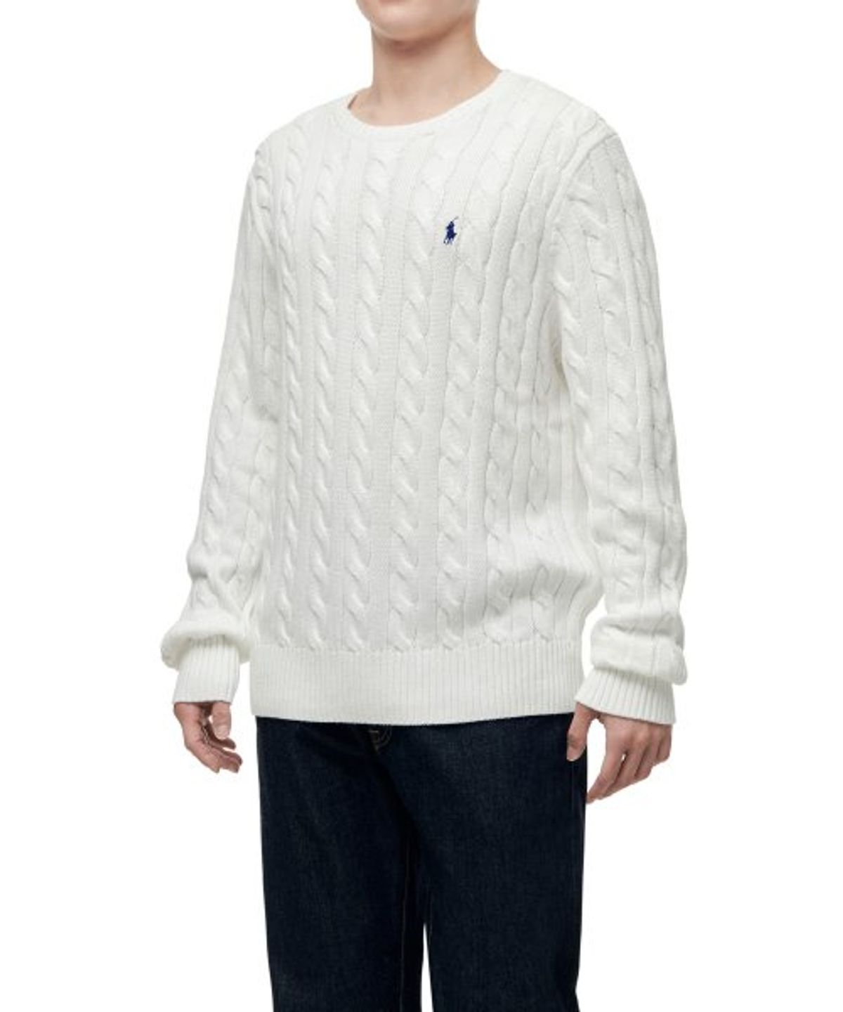 폴로 랄프 로렌(POLO RALPH LAUREN) 케이블니트 코튼 스웨터 - 화이트