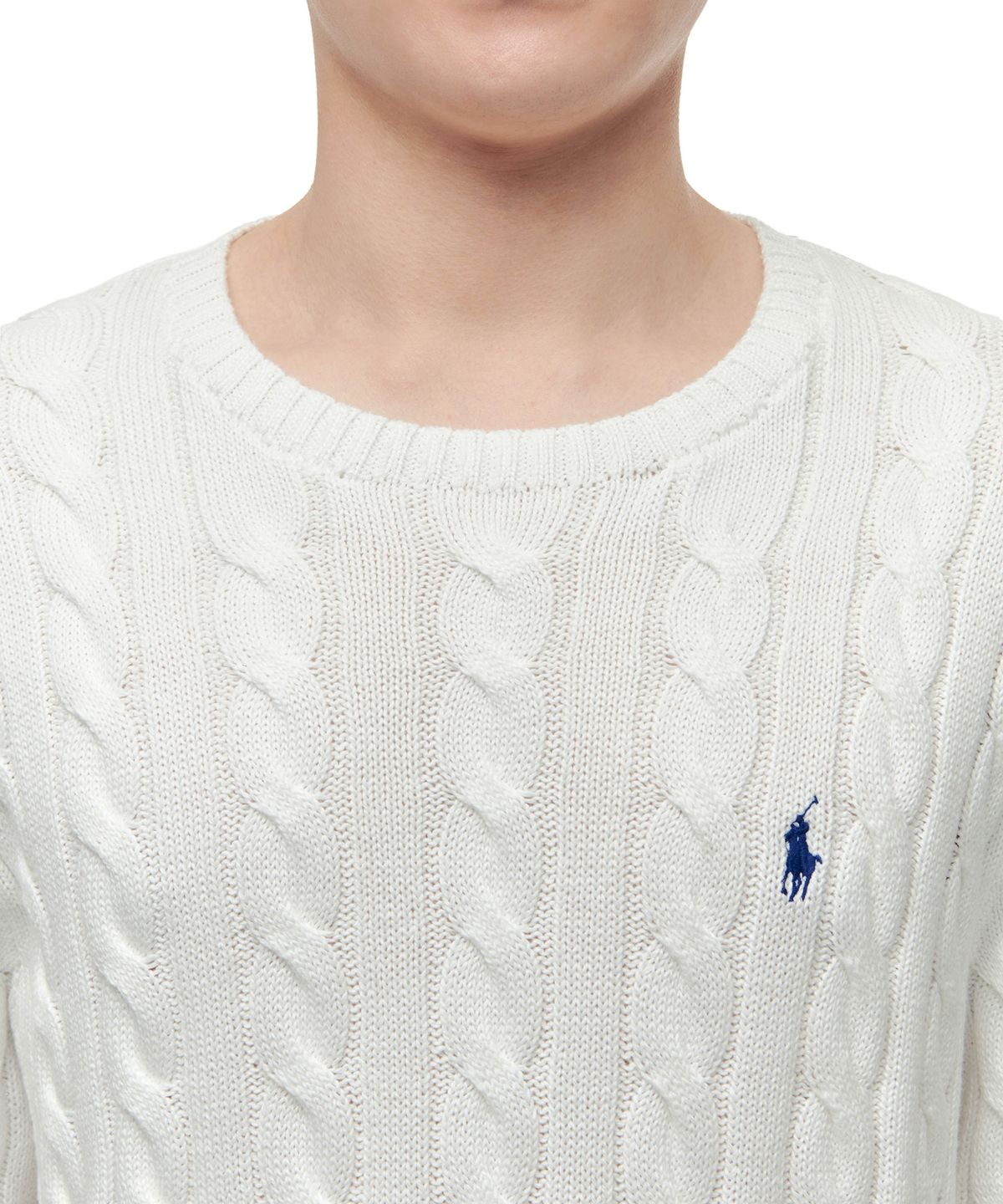 폴로 랄프 로렌(POLO RALPH LAUREN) 케이블니트 코튼 스웨터 - 화이트