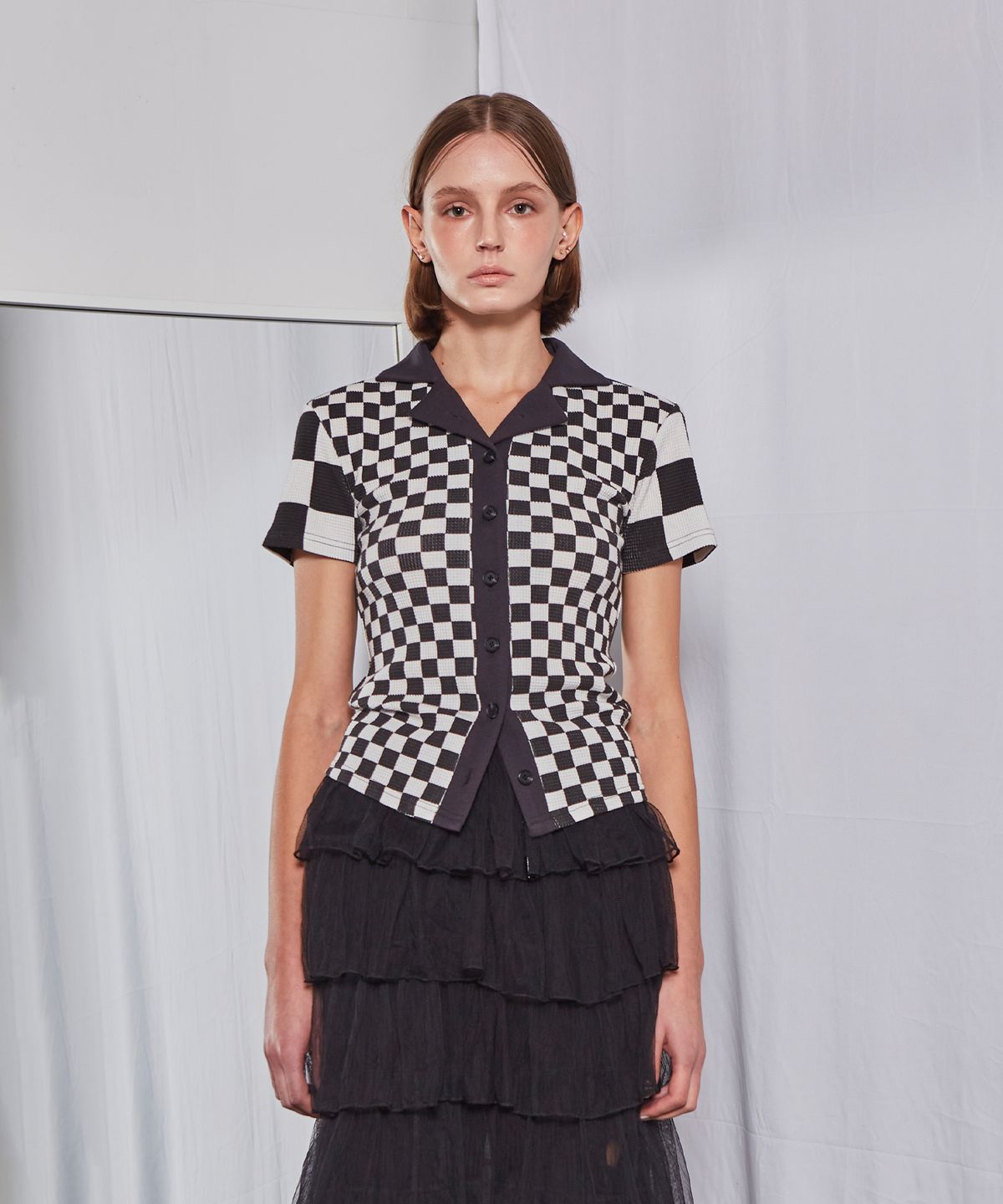 파베르핑거(FABER FINGER) Checkerboard Collar T-shirt