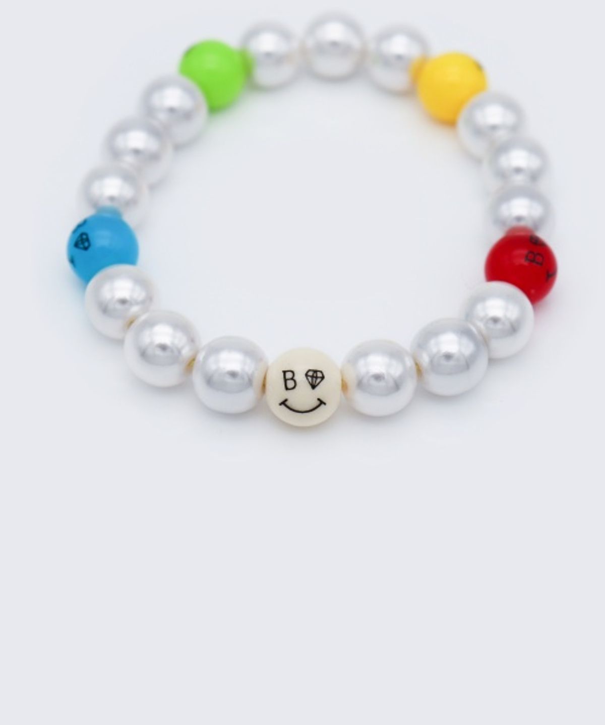 봉보(BONBEAU) Bold pearl kitsch smile ball Bracelet 볼드 진주 키치 스마일 볼 밴딩 팔찌