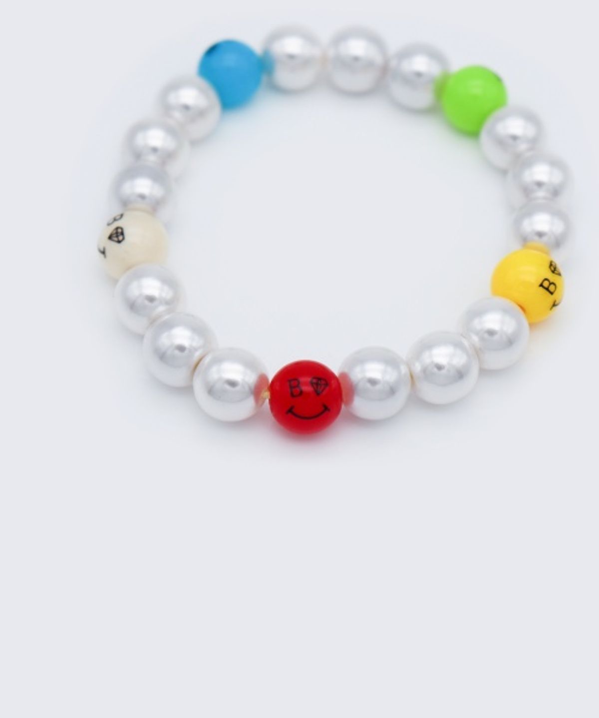 봉보(BONBEAU) Bold pearl kitsch smile ball Bracelet 볼드 진주 키치 스마일 볼 밴딩 팔찌