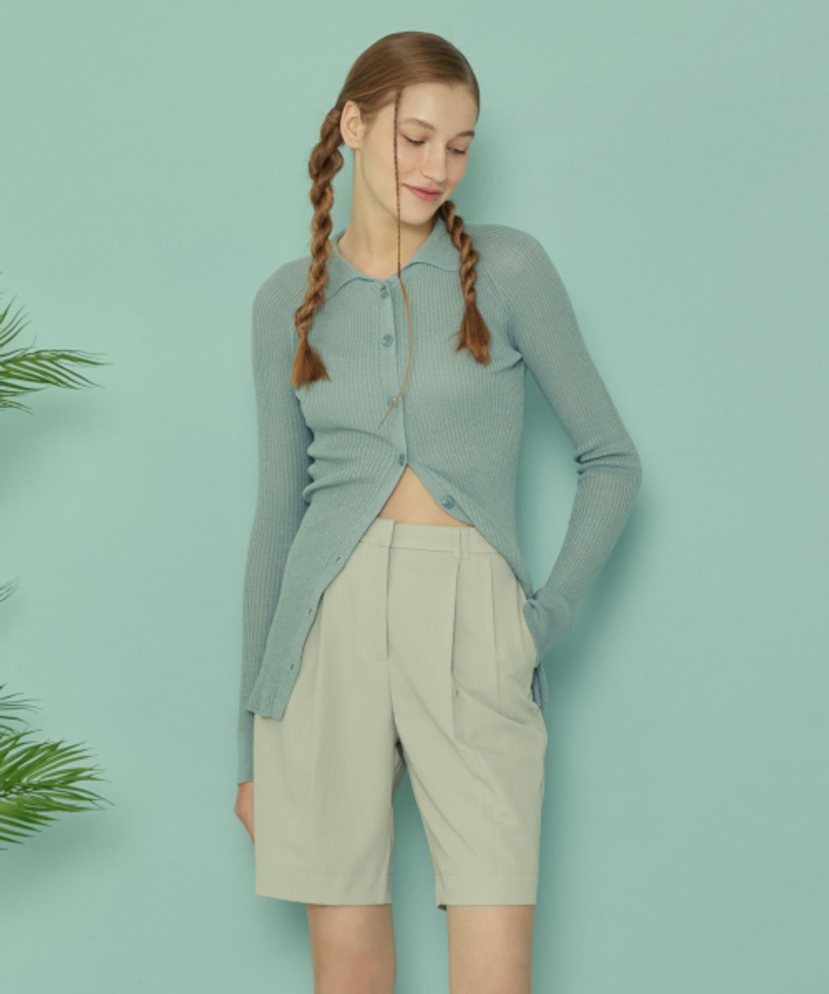 꾸아페(QUAFE) TWO TUCK BERMUDA PANTS_Ice grey
