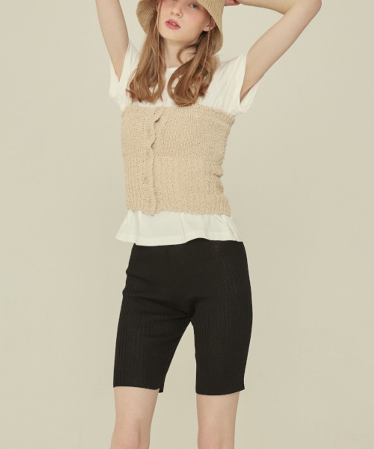 꾸아페(QUAFE) KNIT BIKER PANTS_Black