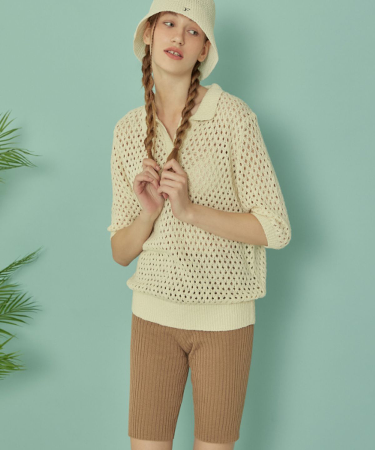 꾸아페(QUAFE) KNIT BIKER PANTS_Beige