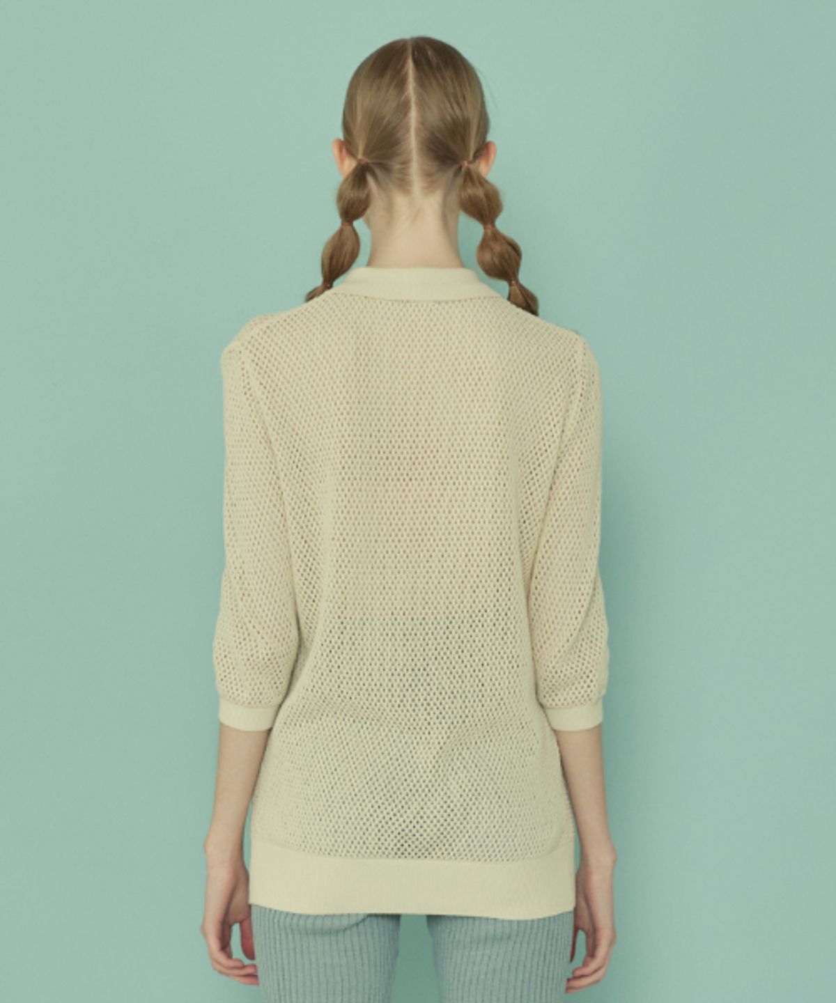 꾸아페(QUAFE) COTTON PUNCHING KNIT SHORT SLEEVE_Ivory
