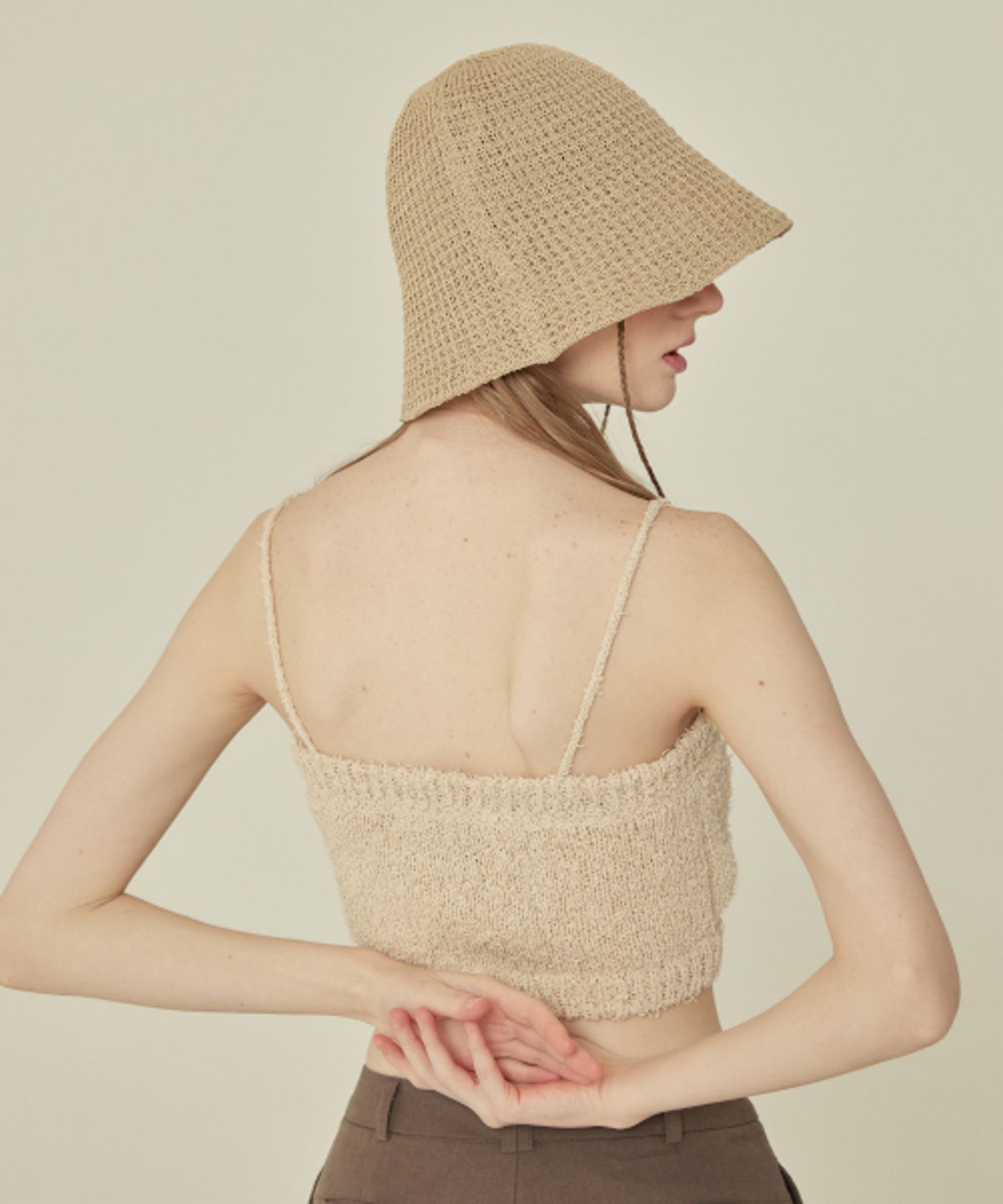 꾸아페(QUAFE) CROP KNIT BUTTON BUSTIER_Ivory