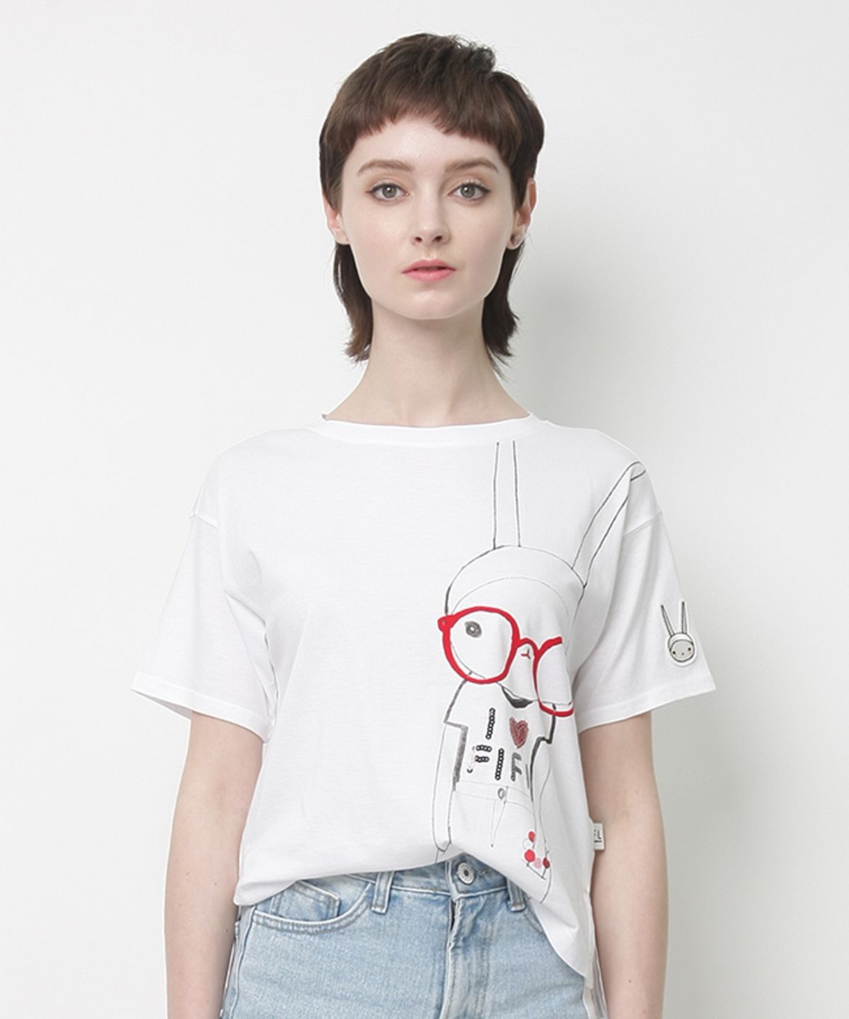 피피라핀(FIFI LAPIN) 여성 아이 러브 피피 티셔츠/FS2WTS37W WHITE