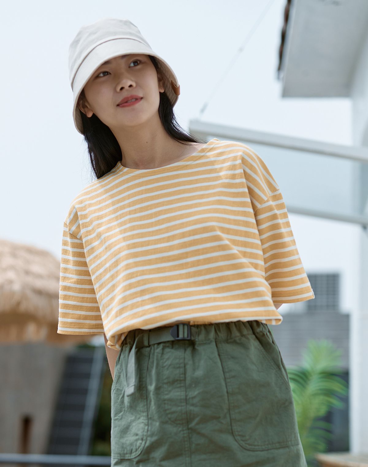 캐피디자인(KAPPY DESIGN) 클래식 스트라이프 하프 티셔츠 (레몬)