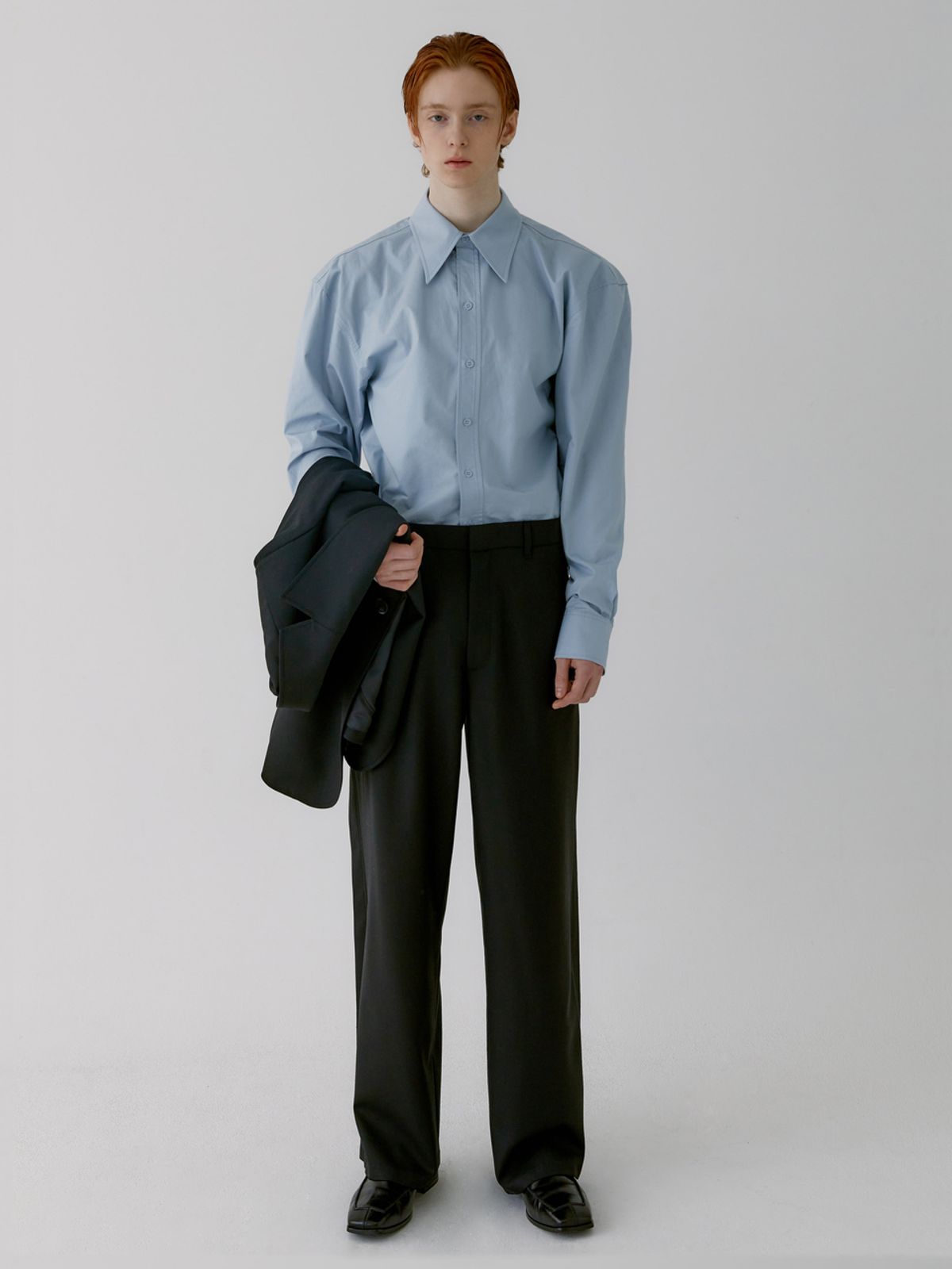 구아(GOOA) RIVER WAVE WOOL TROUSER [BLACK]