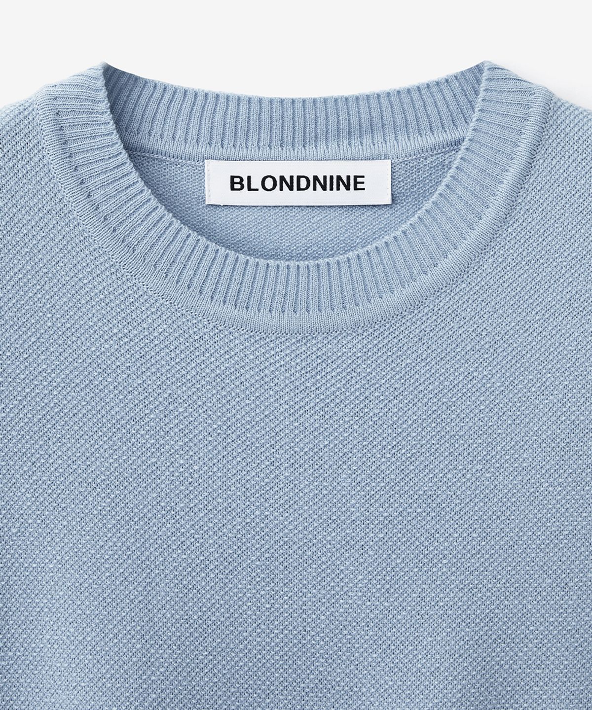 블론드나인(BLOND9) 매쉬 PK 라운드넥 반팔 니트_스카이블루
