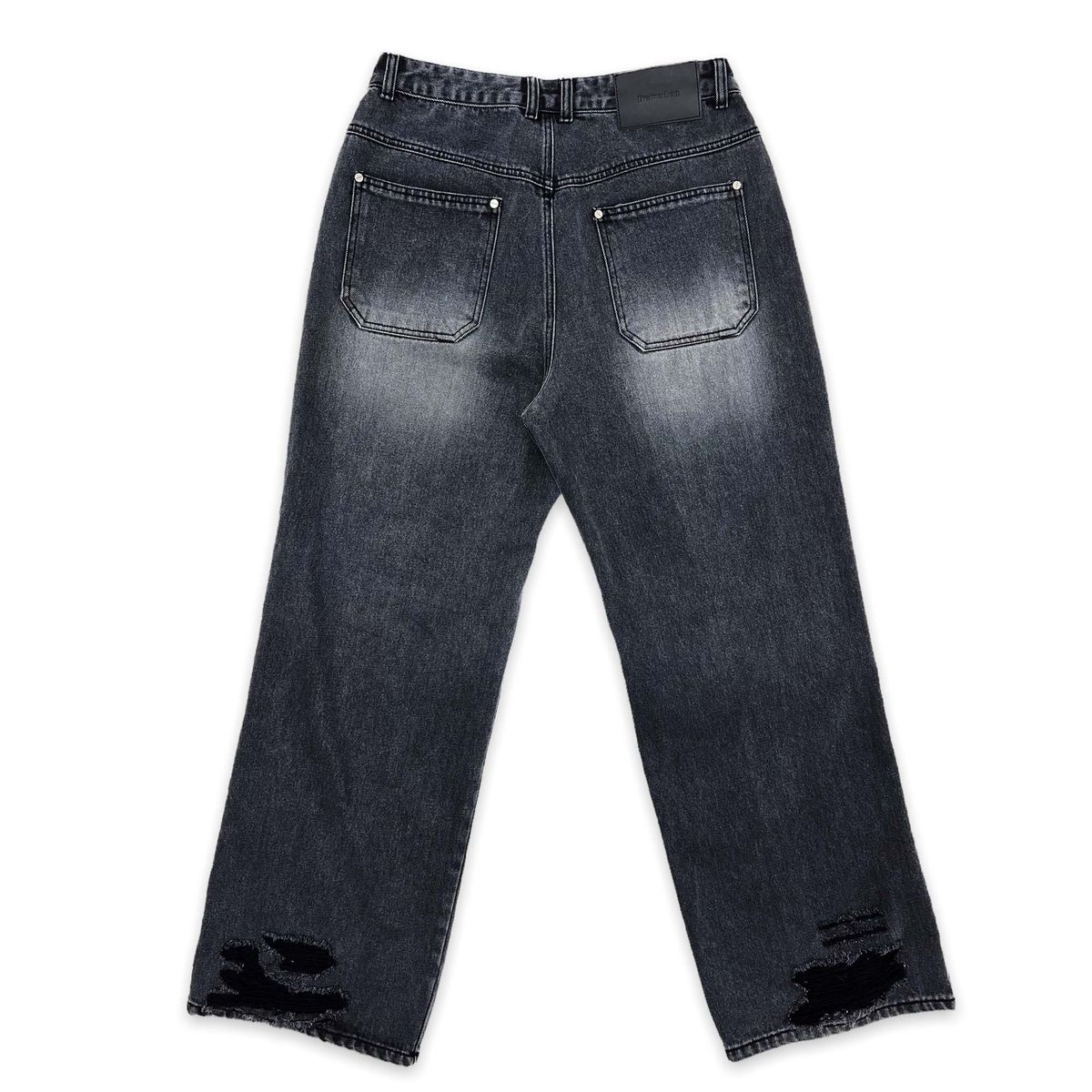 디메이든(DEMADEN) DESTROYED GREY WIDE DENIM PANTS