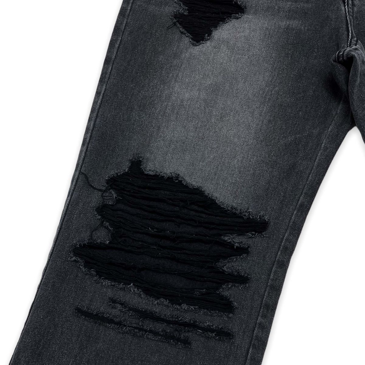디메이든(DEMADEN) DESTROYED GREY WIDE DENIM PANTS