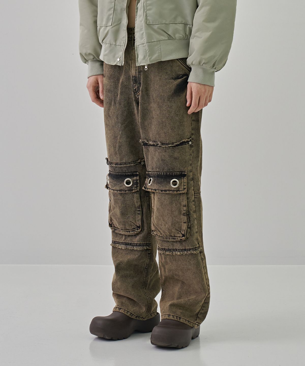 디메이든(DEMADEN) CIRCLE CARPENTER STONE WASHING DENIM PANTS YELLOW