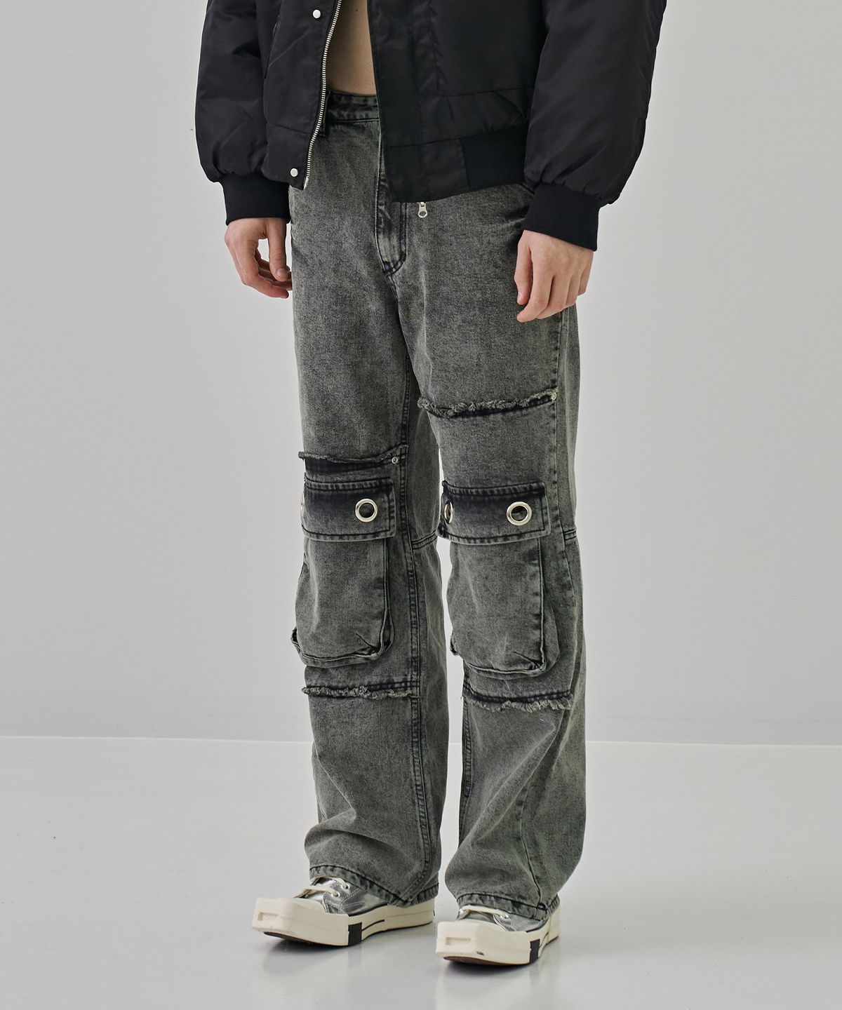 디메이든(DEMADEN) CIRCLE CARPENTER STONE WASHING DENIM PANTS GREEN