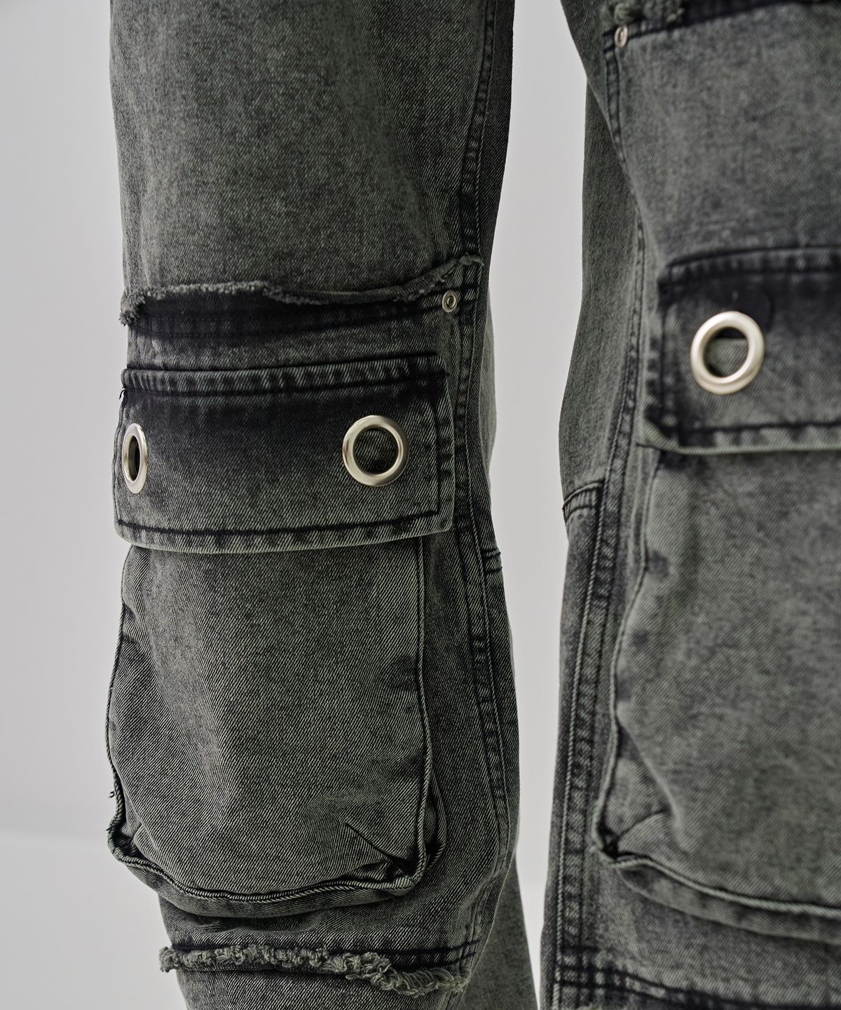 디메이든(DEMADEN) CIRCLE CARPENTER STONE WASHING DENIM PANTS GREEN