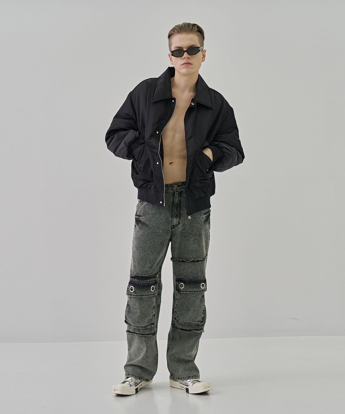 디메이든(DEMADEN) CIRCLE CARPENTER STONE WASHING DENIM PANTS GREEN