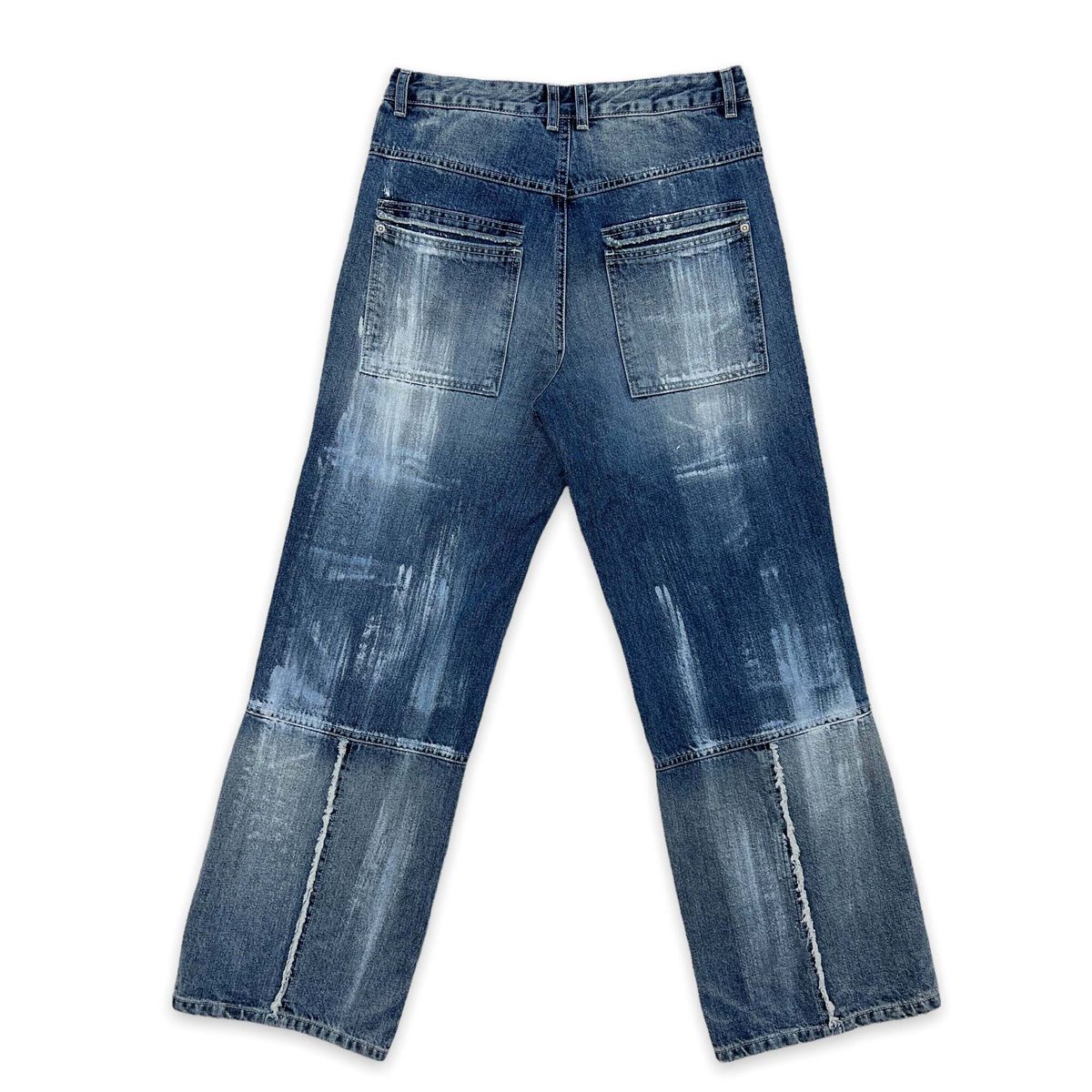디메이든(DEMADEN) SEPARATE CUTTING WIDE HAND BRUSHED DENIM PANTS BLUE