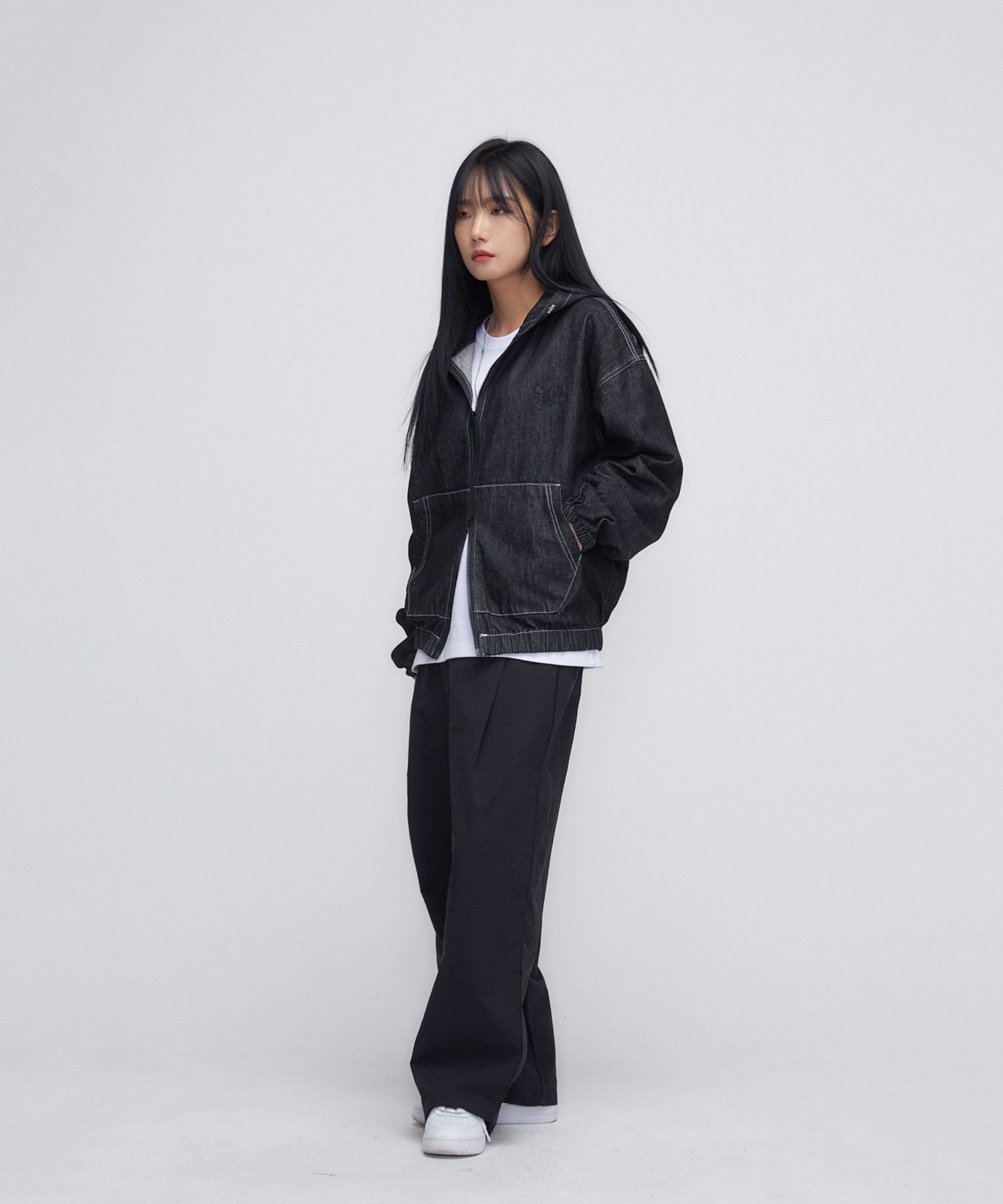 ◇SLOW RECORD HOUSE◇ Denim Washed Hoodie Black MUSINSA | SLOW RECORD HOUSE denim washed hooded zip-up