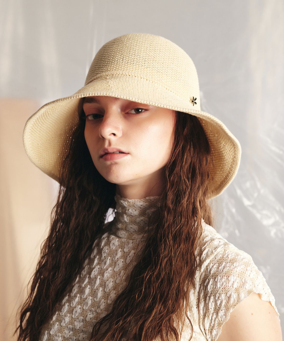엘케블룸(ELKE BLOEM) MECHELEN WIDE BEIGE BUCKET HAT