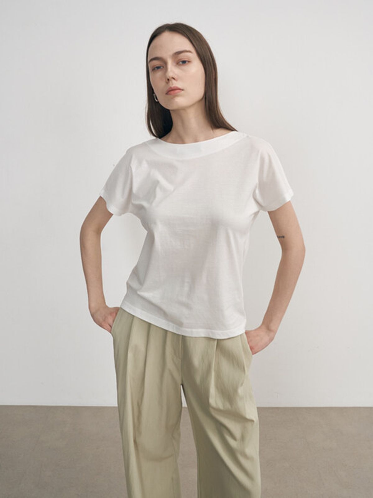 네벨에브리웨어(NEBELEVERYWEAR) DOUBLE SIDE SILKET COTTON TEE_WHITE