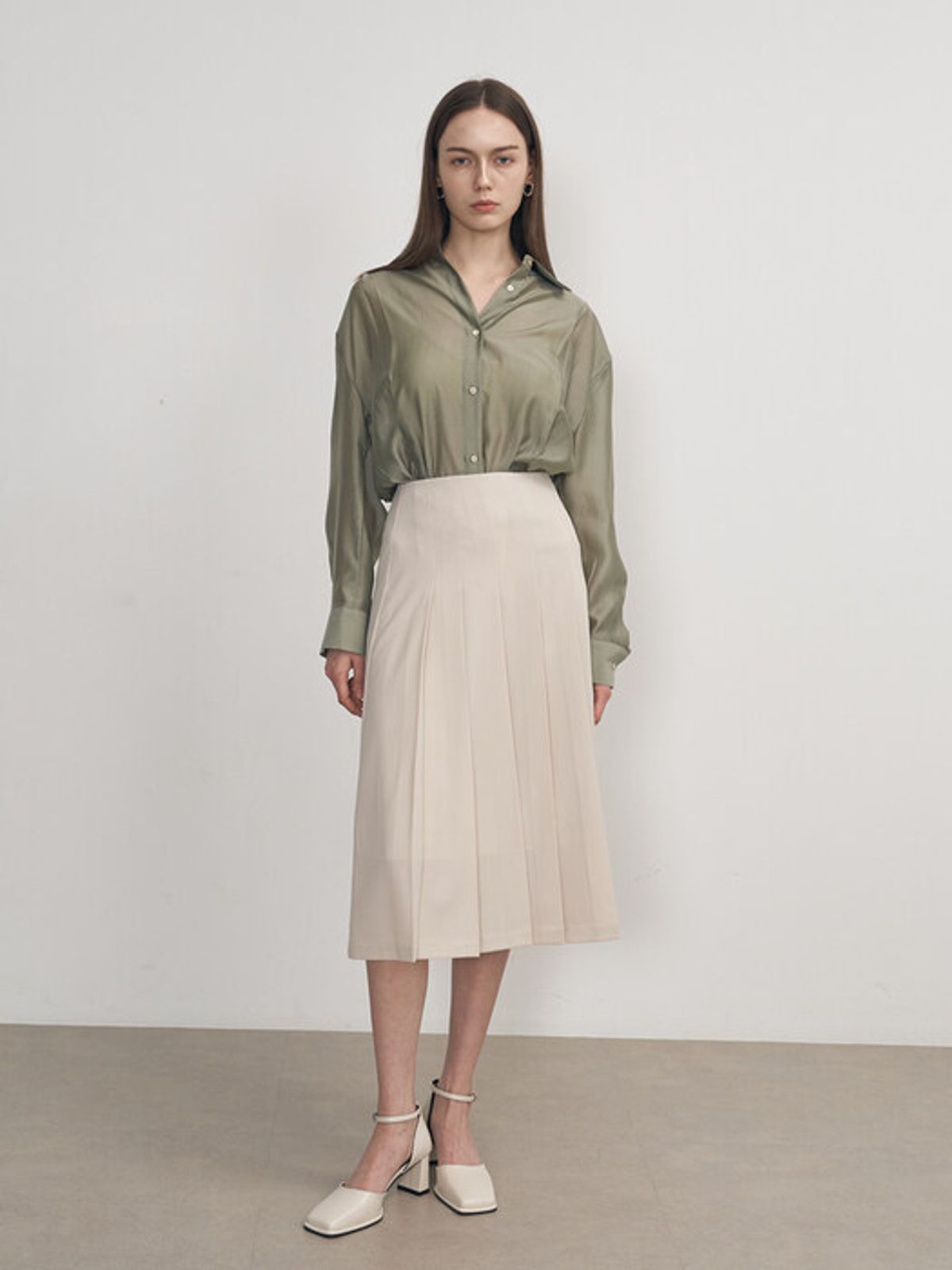 네벨에브리웨어(NEBELEVERYWEAR) PLEATED SKIRT_LIGHT BEIGE