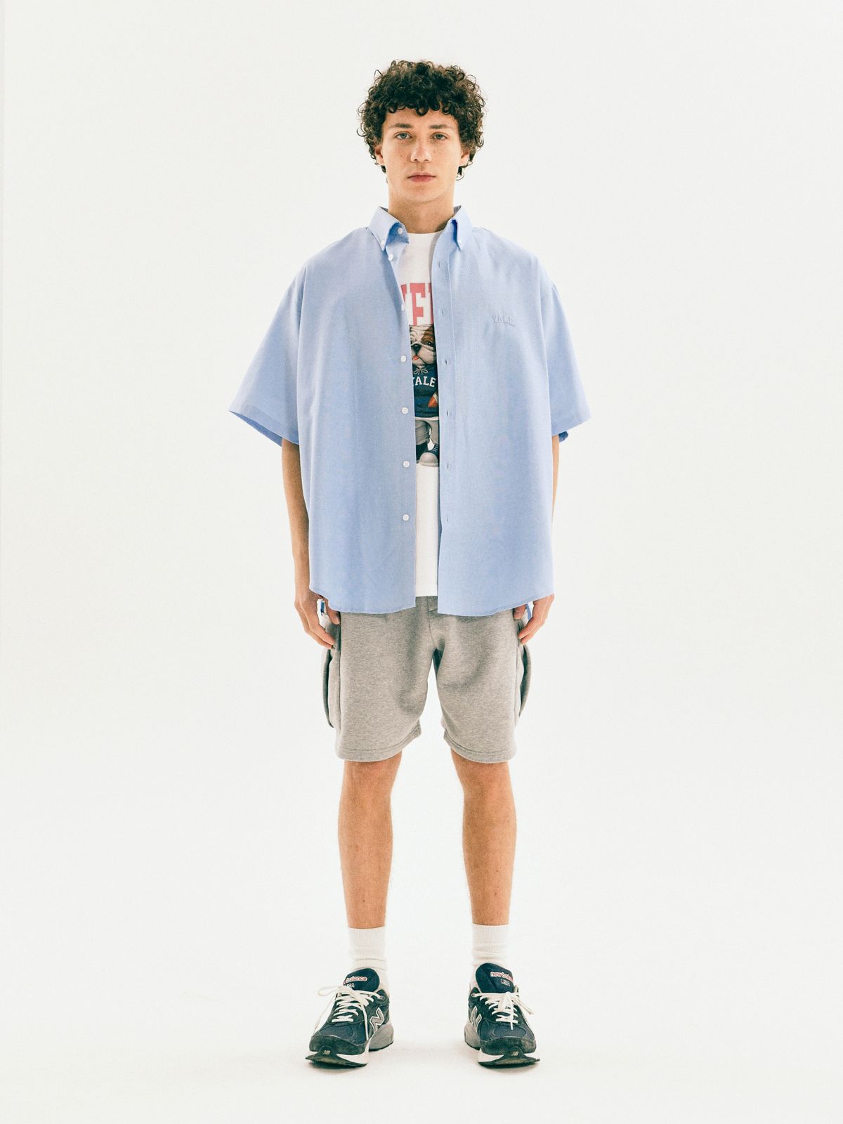 예일(YALE) [ONEMILE WEAR] 빅 옥스포드 스몰아치 반팔셔츠 화이트