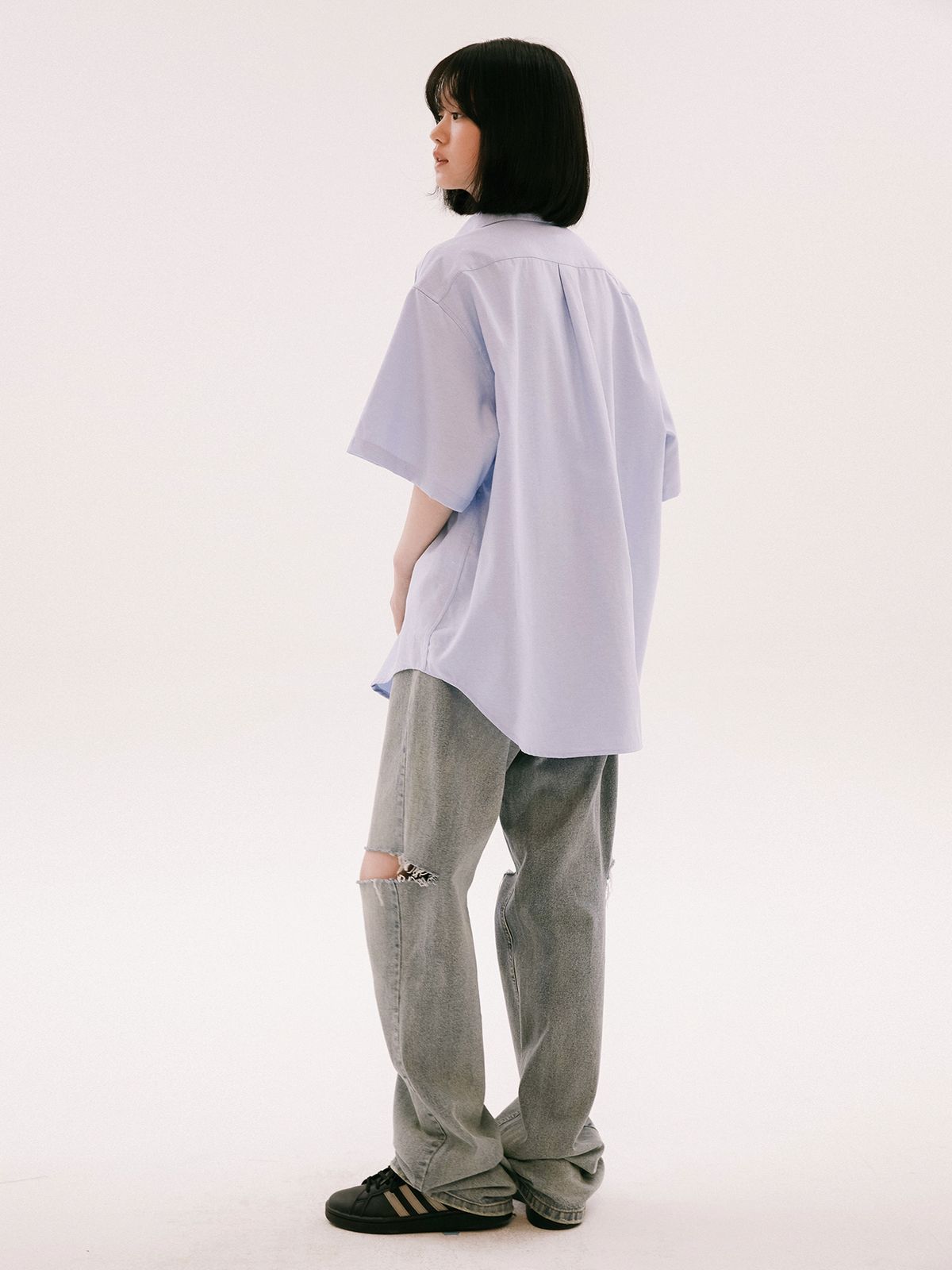 예일(YALE) [ONEMILE WEAR] 빅 옥스포드 스몰아치 반팔셔츠 화이트